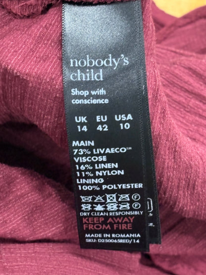Nobody's Child Red Puff Sleeve Textured Dora Mini Dress Size 14