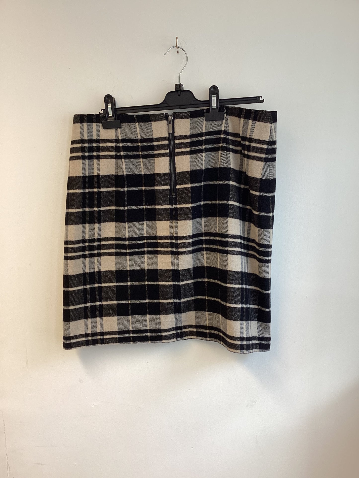 M&S, Black and White Plaid Skirt, Size 14