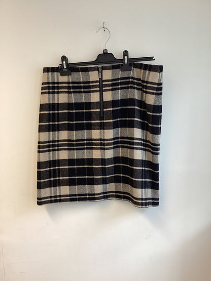 M&S, Black and White Plaid Skirt, Size 14