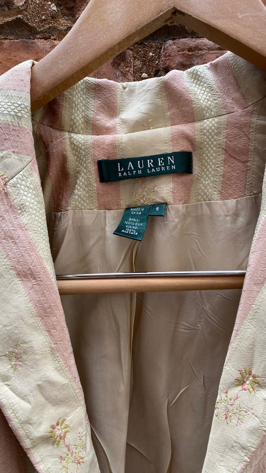 Ralph Lauren 100% Silk Blazer, Pink Cream, size 8