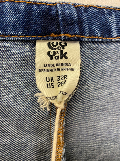 BNWT Lucy and Yak Original Dungaree Shorts Organic denim 32R