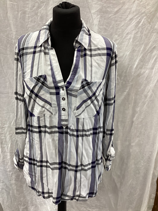 F&F White and Blue Checked Shirt Size 12