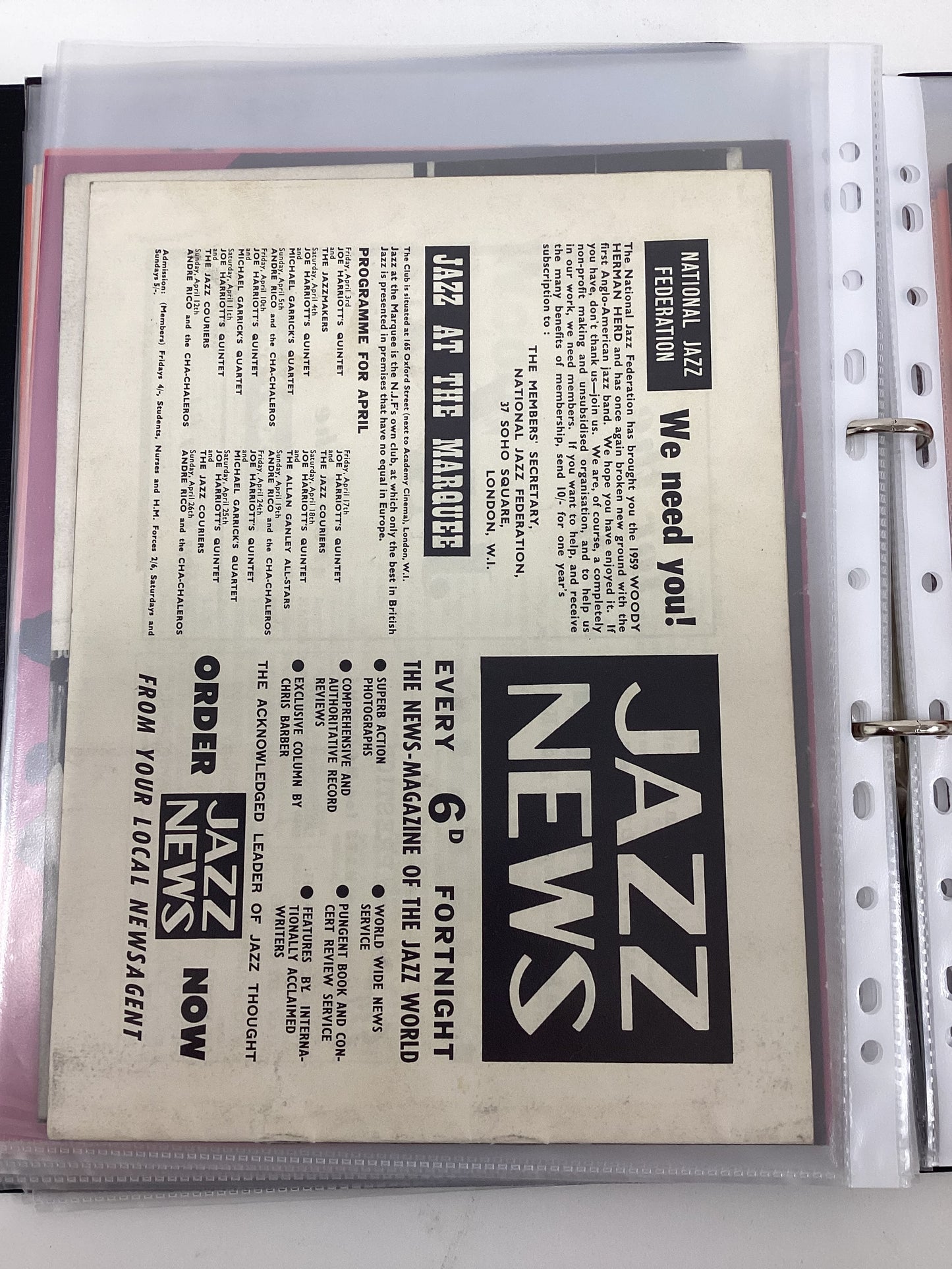 21 Vintage Jazz Programmes In Folder
