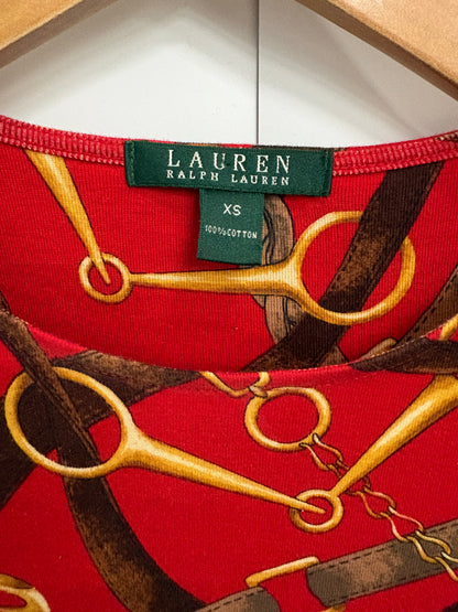 Lauren Ralph Lauren Red Chain Print Dress Size XS