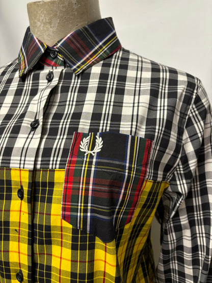 Fred Perry Yellow and Black Tartan Cotton Fitted Shirt 10