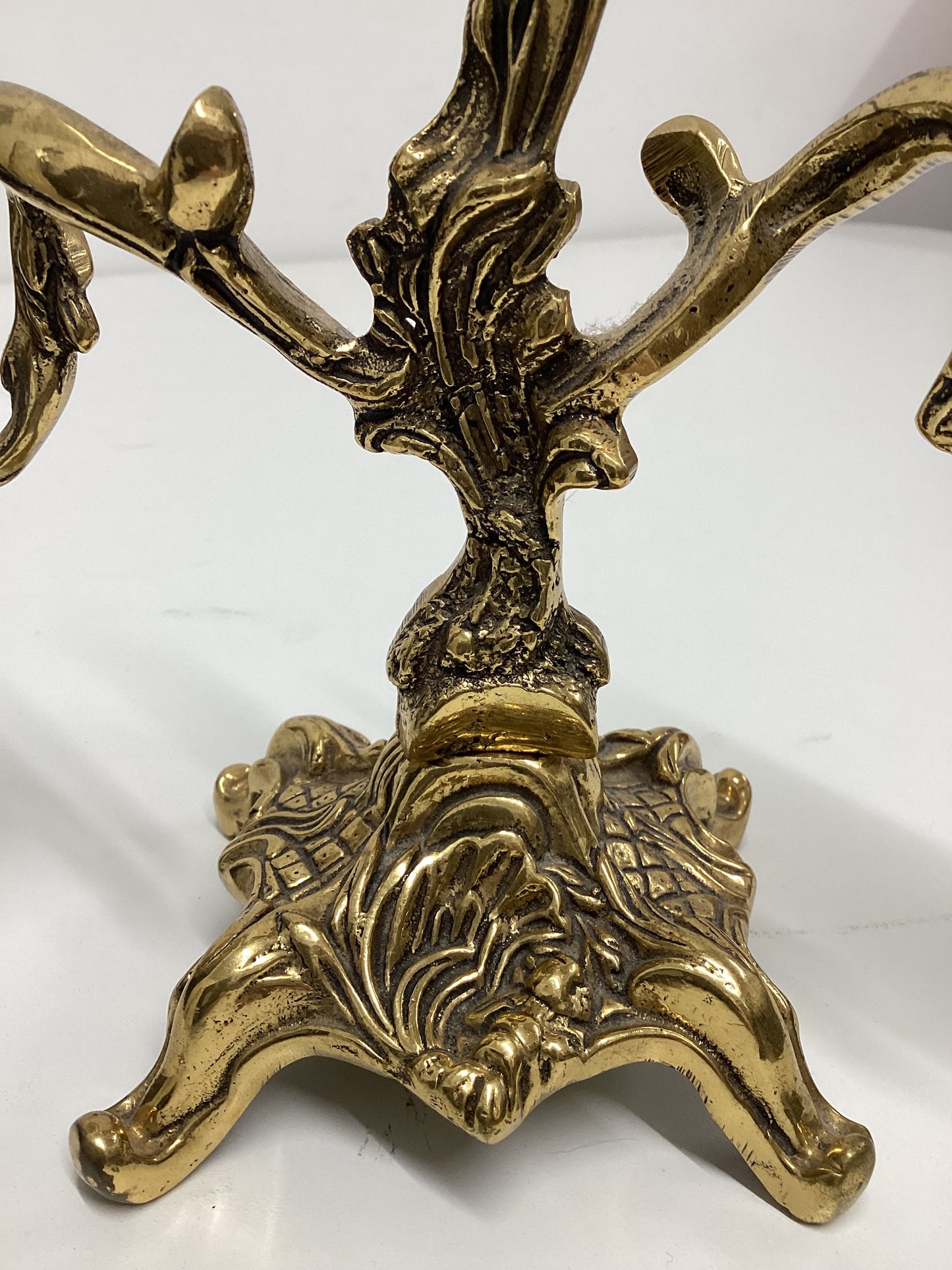 Mid Century Italian Art Nouveau Brass Candelabras 1950s