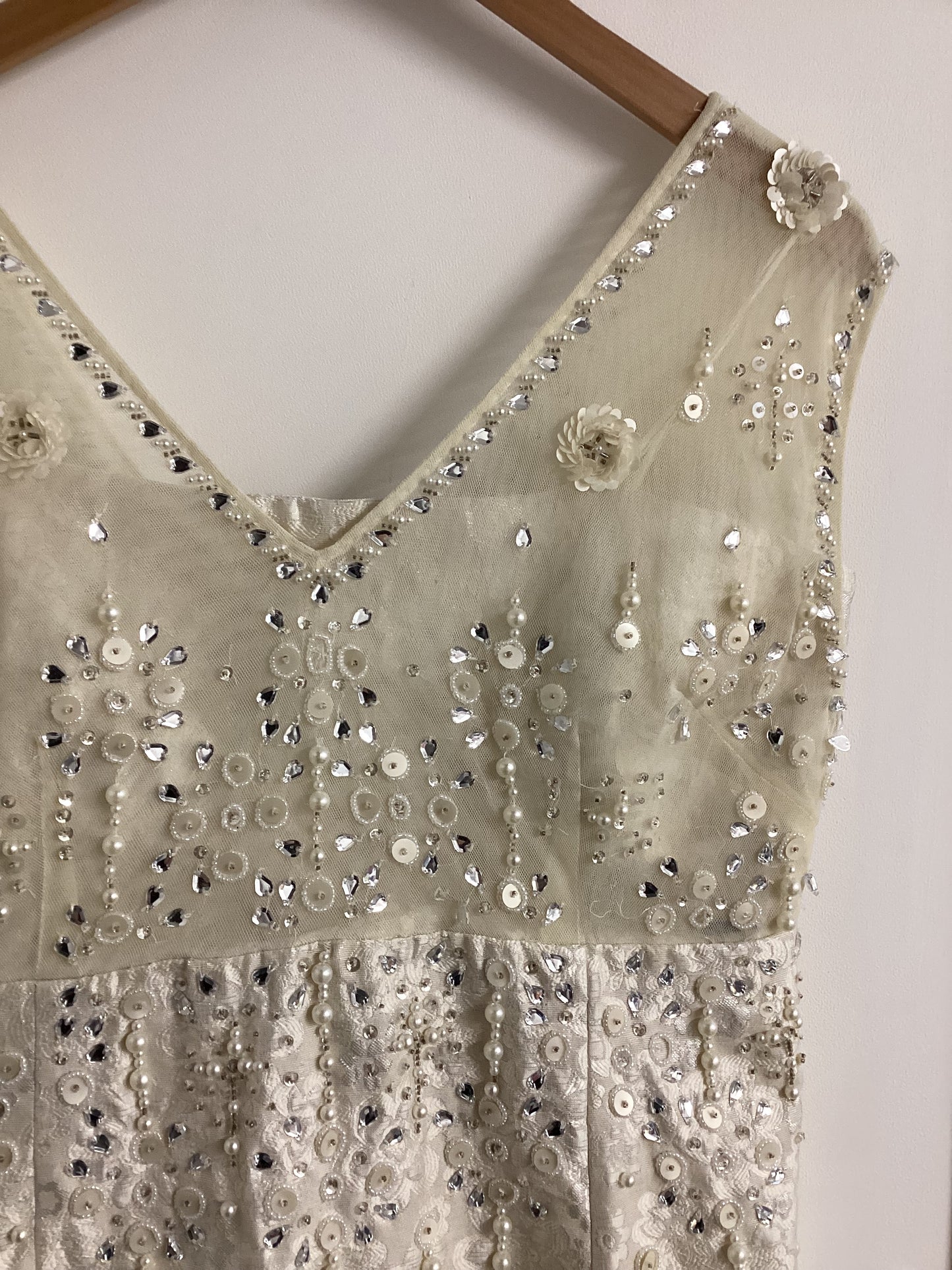 BNWT Monsoon Cream Simran Beaded Dress Size 14