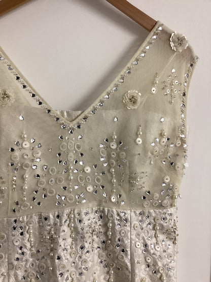 BNWT Monsoon Cream Simran Beaded Dress Size 14