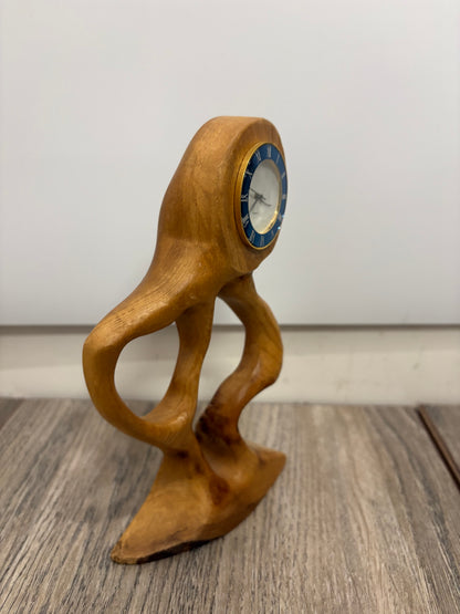 Sculptural Wooden Clock by P. Barlow (Untested)