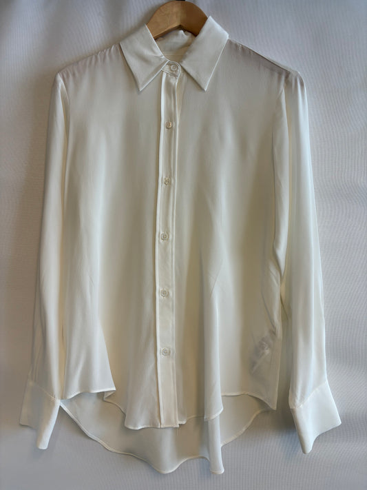 Zara Cream 100% Silk Shirt Blouse Size 12