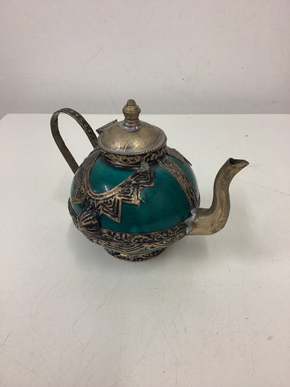 2 Small Decorative Ceramic & Metal Teapots