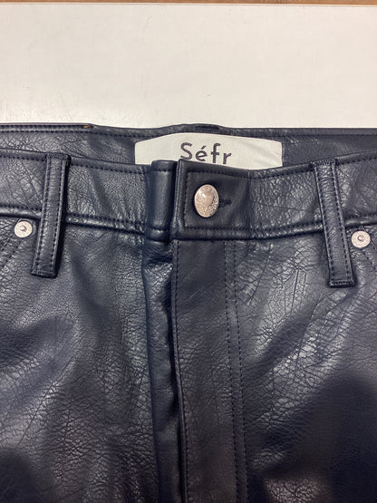 Séfr Navy Faux Leather Trousers