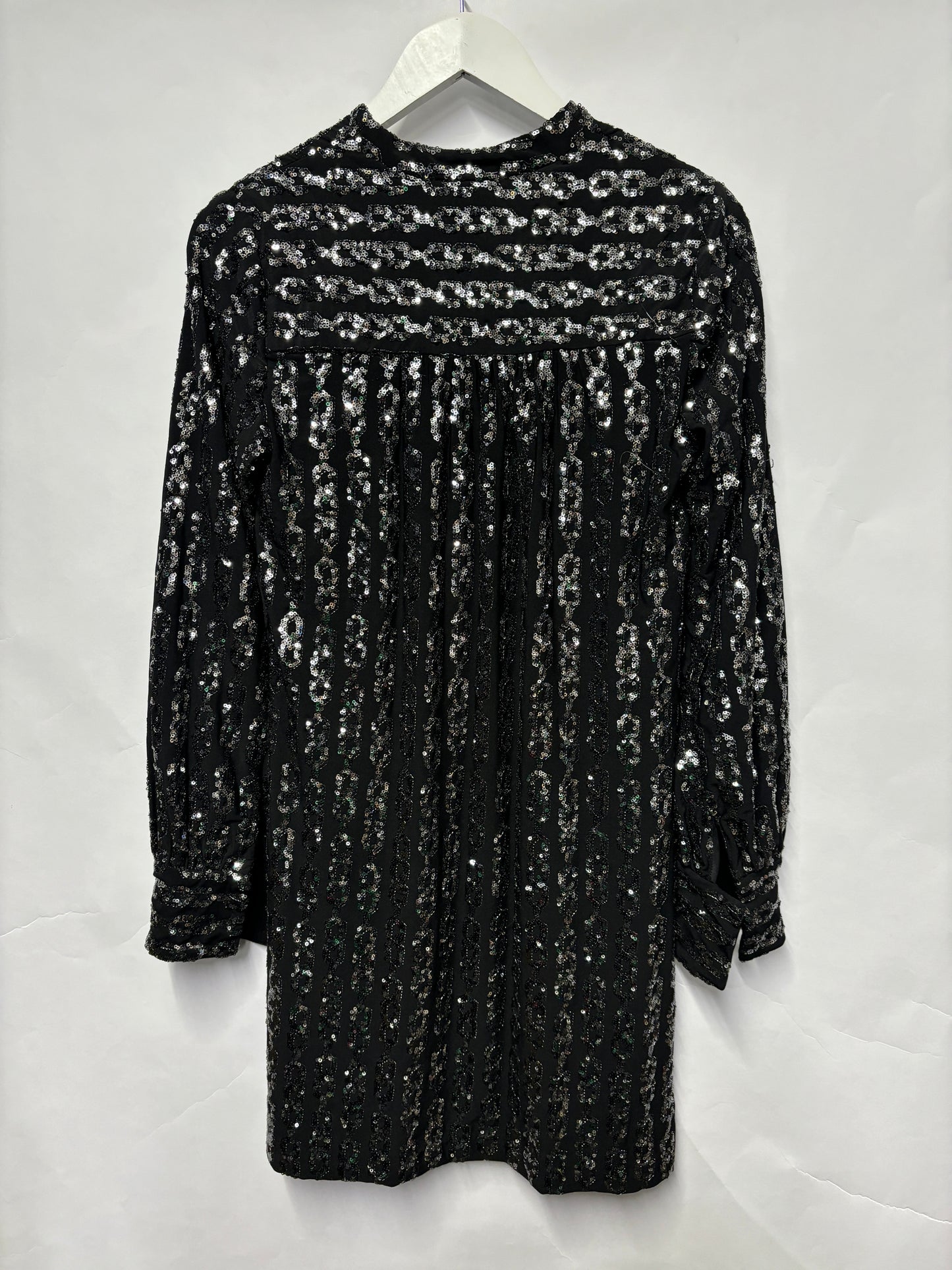 Milly Of New York Black and Silver Sequin Tunic Dress 10