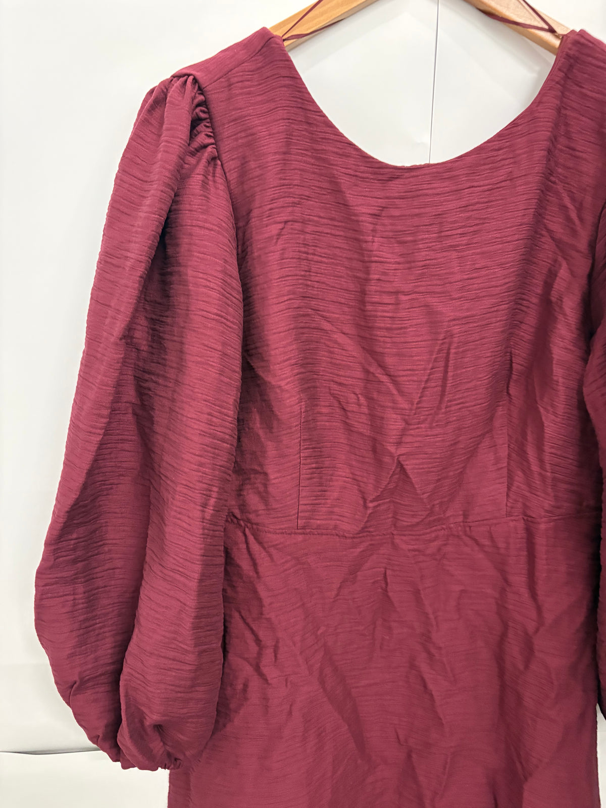 Nobody's Child Red Puff Sleeve Textured Dora Mini Dress Size 14