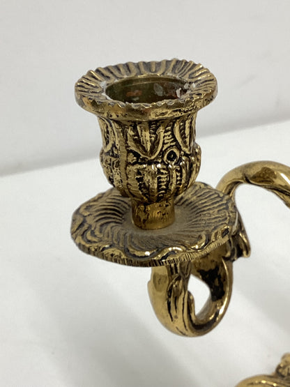 Mid Century Italian Art Nouveau Brass Candelabras 1950s