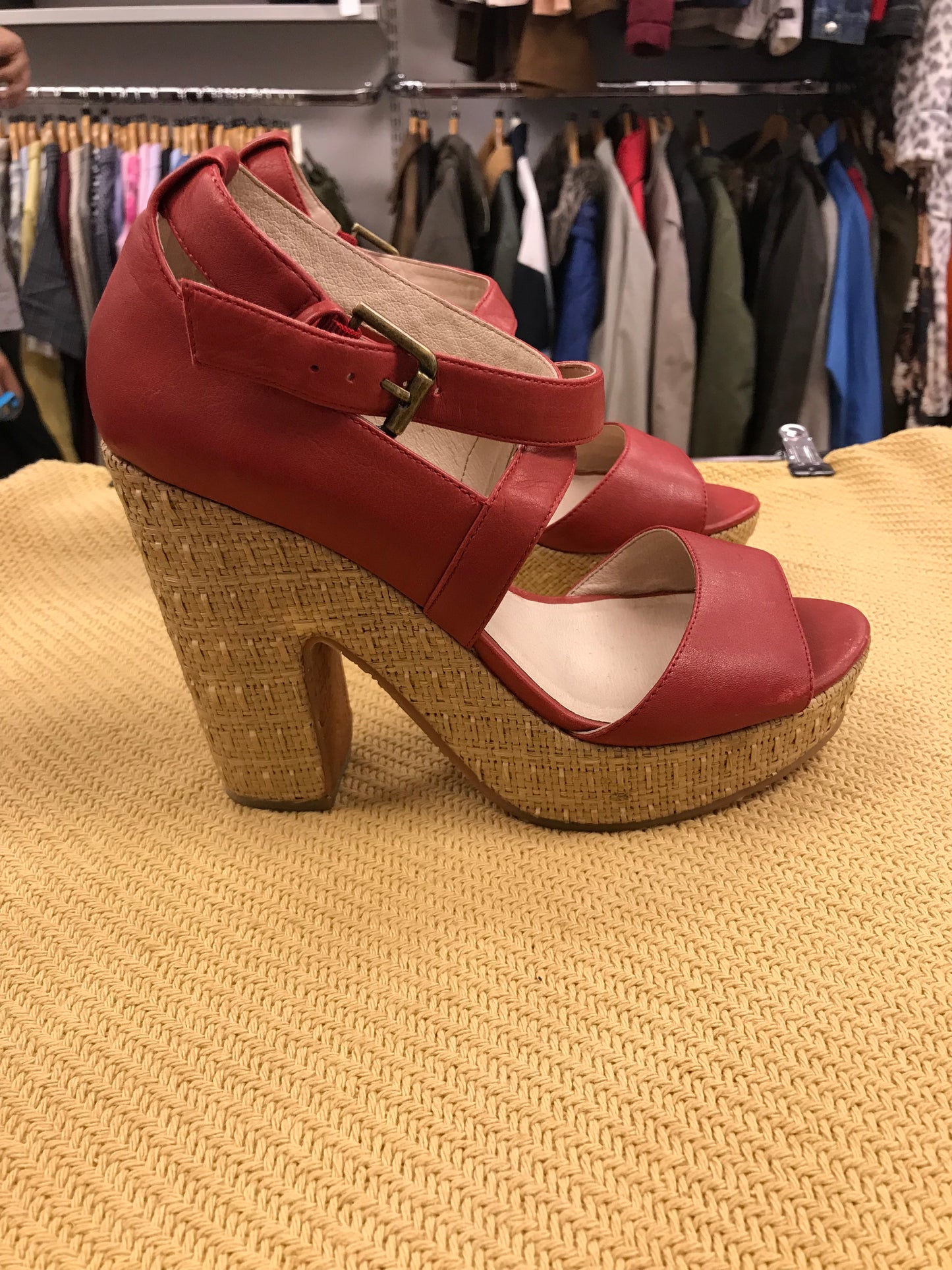 Bertie Size 5 Red Chunky Heel Shoes