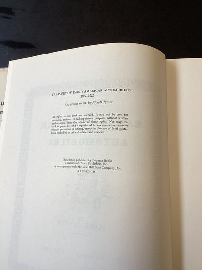 Treasury of Early American Automobiles 1877-1925 By Floyd Clymer