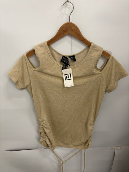 Frank Lyman Montreal Design Collection Metallic Gold Womens Shoulder Top Size 10 - BNWT