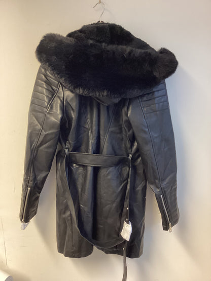 Quiz Black Leather Look Jacket Size 12-14