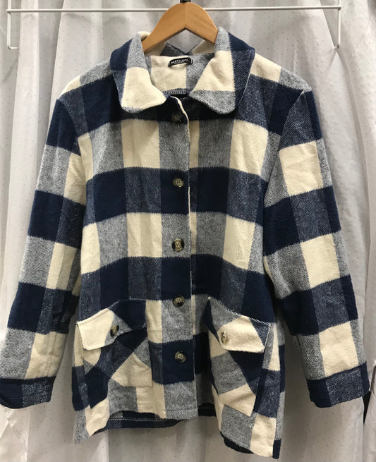 Nasty Gal Blue and Cream Checked Shirt Jacket Size 10