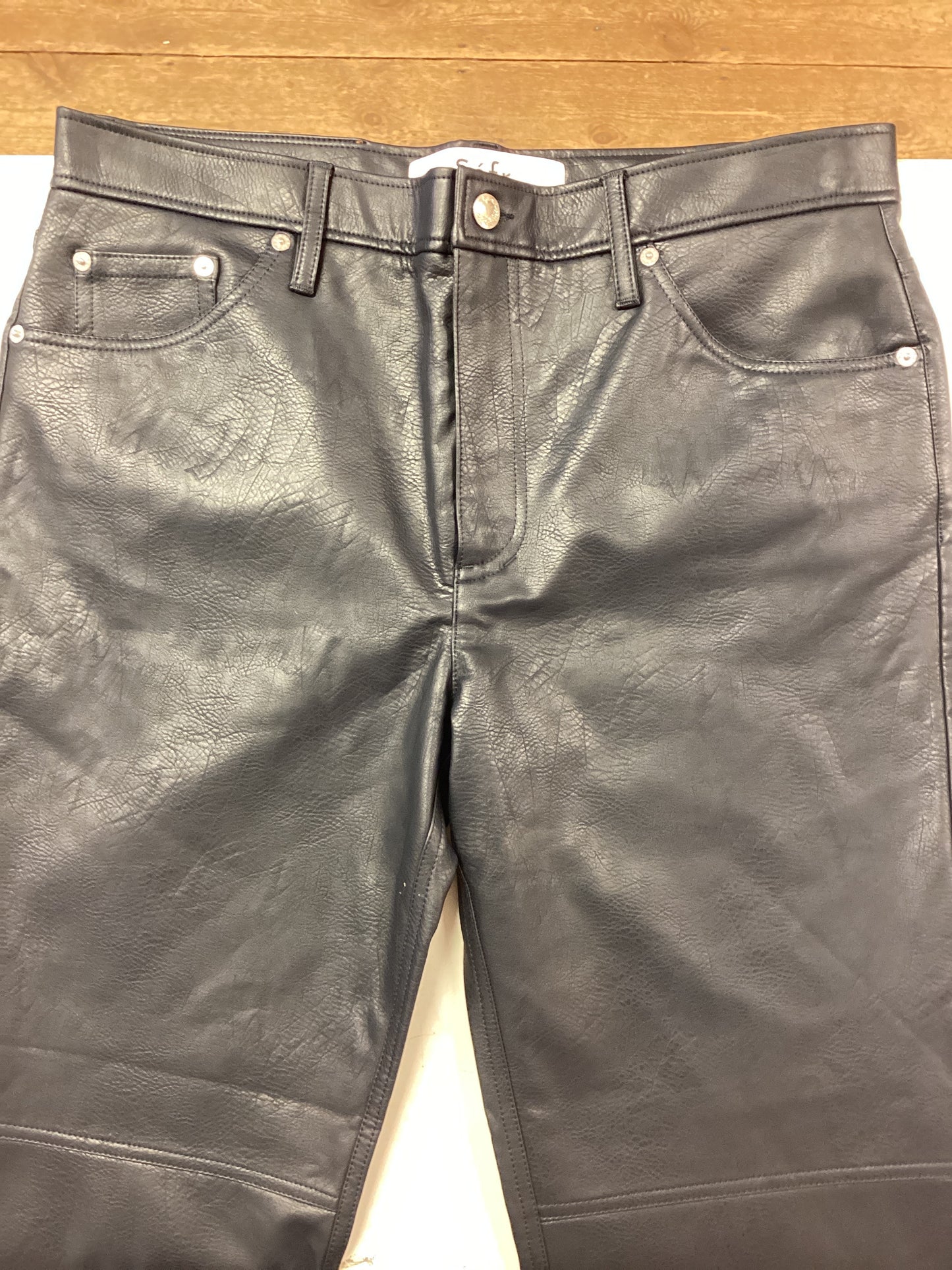 Séfr Navy Faux Leather Trousers