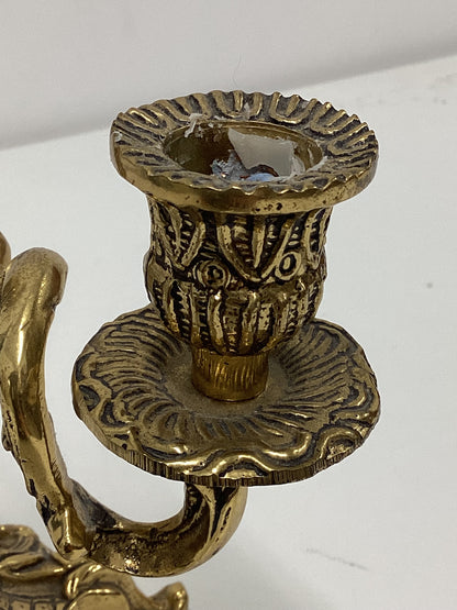 Mid Century Italian Art Nouveau Brass Candelabras 1950s