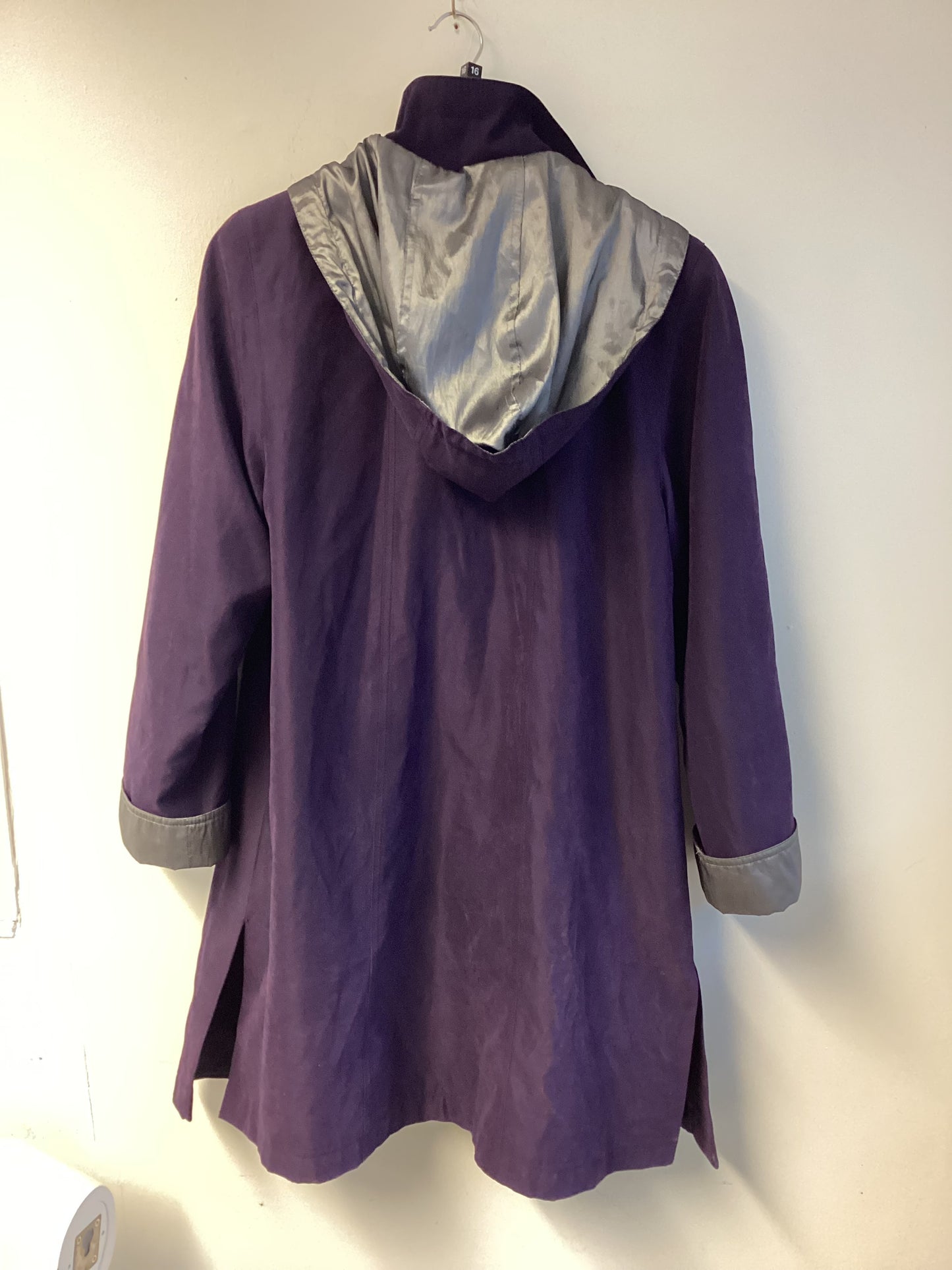 Jacques Vert, Purple, Hooded Raincoat, Size Medium