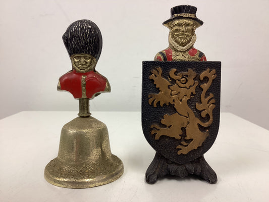 Brass Bell & Brass Bottle Opener Beefeater Soldiers