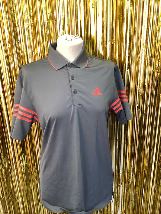 Adidas Men's Grey and Coral Polo Size XS