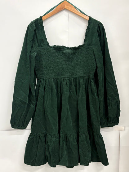 Nobody's Child Green Balloon Sleeve Cord Tiered Elsa Mini Dress Size 14
