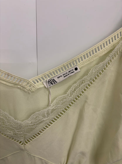 Zara Lace-Trimmed Lime/Light Yellow Womens Midi Dress Size 16 - BNWT