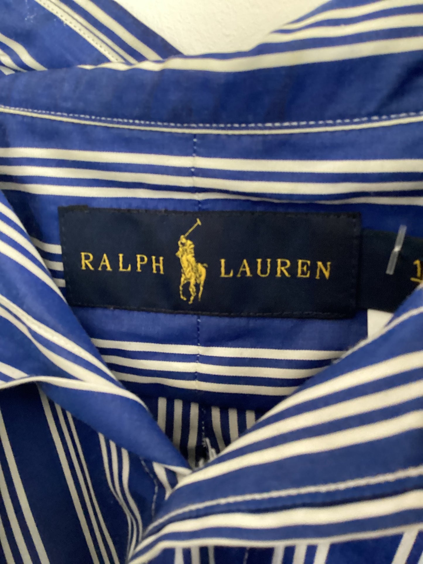 Ralph Lauren, Blue White, Dress Shirt, 100% Cotton, 17/43