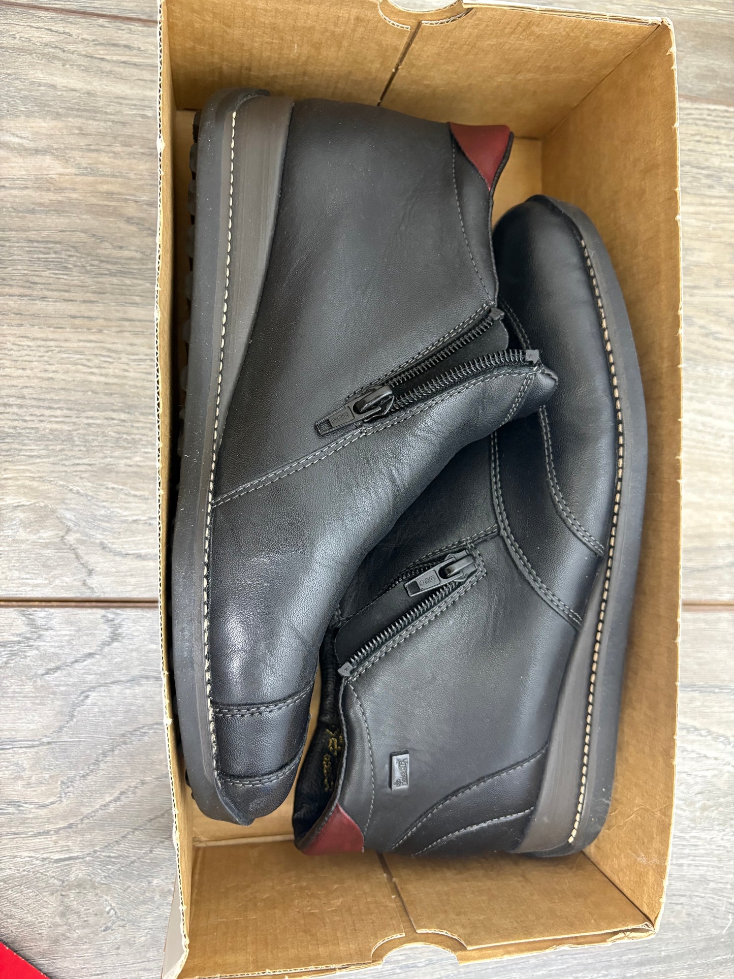 Rieker Womens Black Leather Ankle Boots Size 6