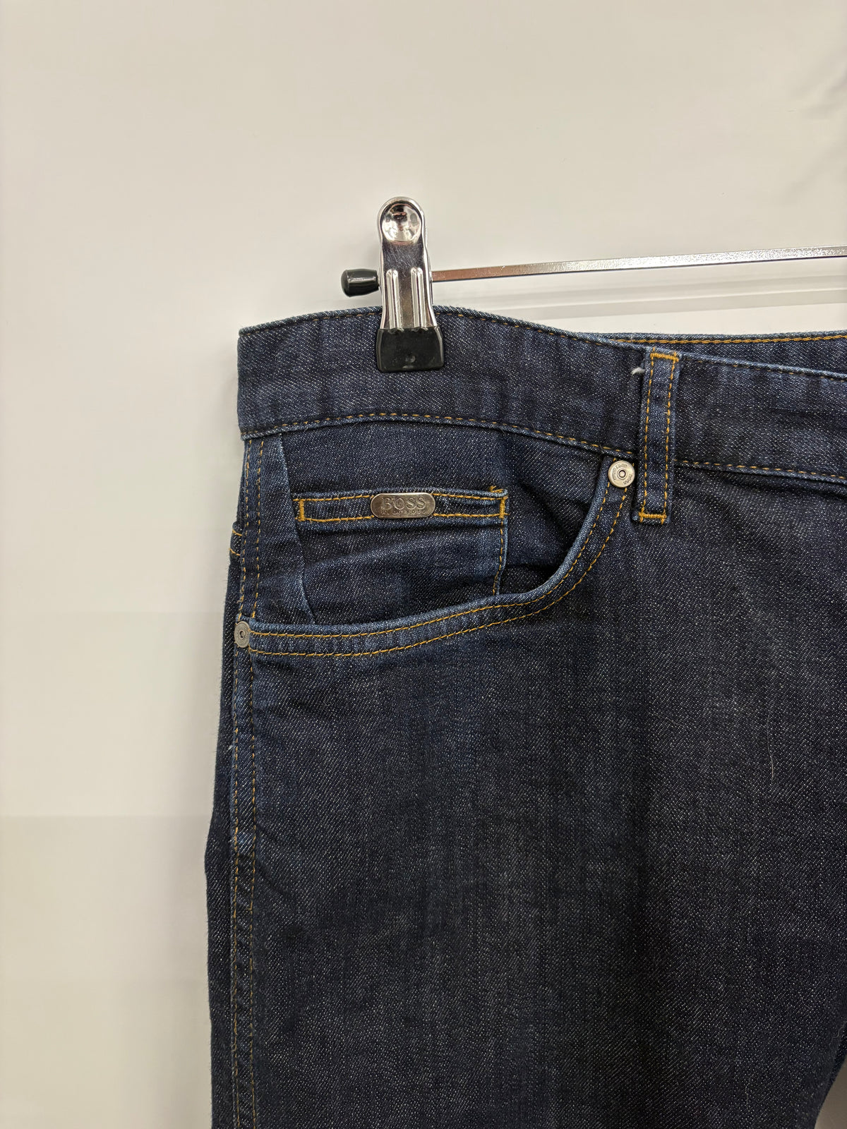 BOSS Green Hugo Boss Navy Stretch Mens Denim Jeans Size 36/32