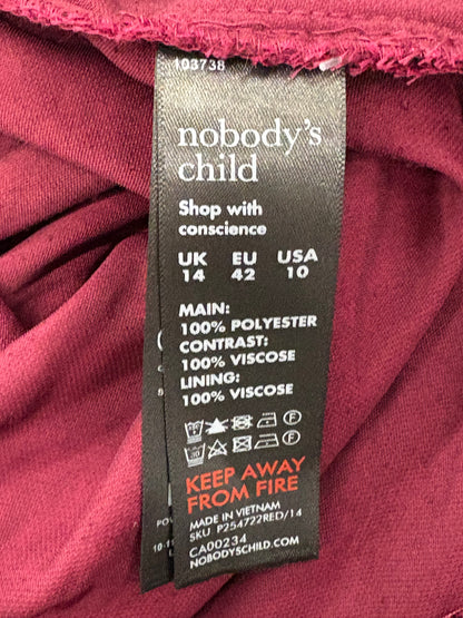 Nobody's Child Dark Red Long Sleeve Tie Back Velvet Joelle/Jolene Mini Dress Size 14