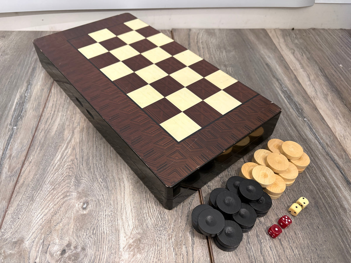 2-in-1 Backgammon/Draughts Game Set (complete)