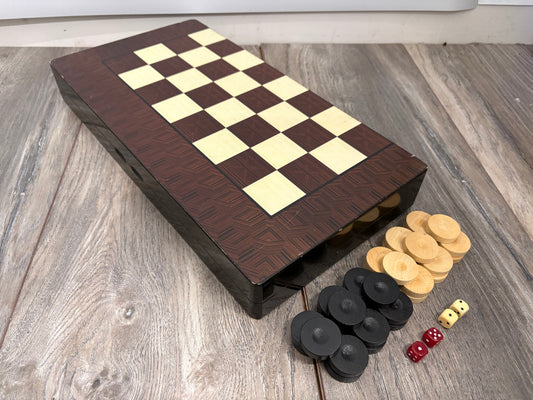 2-in-1 Backgammon/Draughts Game Set (complete)