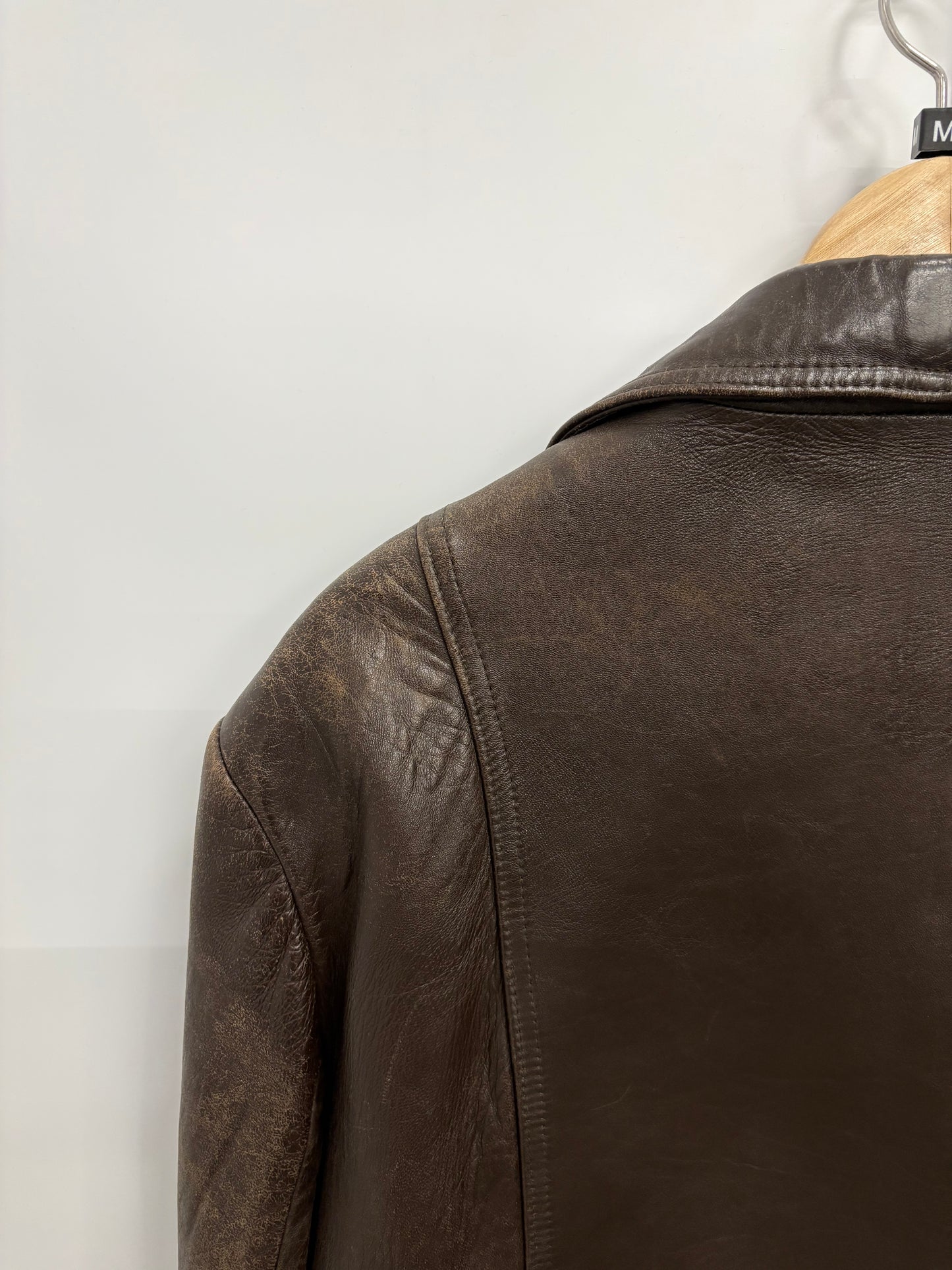 Vintage Mens St Michael Leather Coat Size L