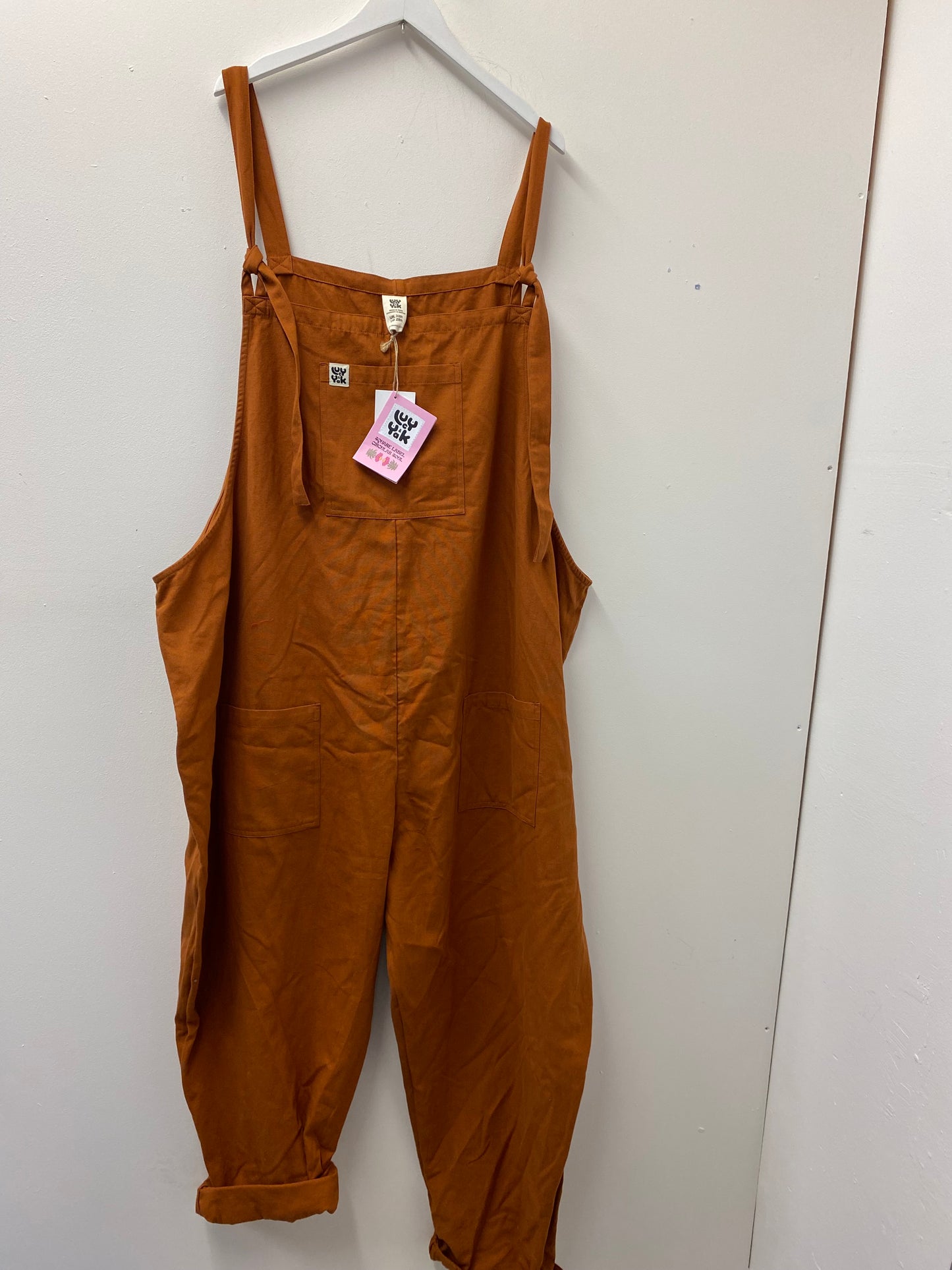 BNWT Lucy and Yak Original Dungaree Organic Cotton Brown Size 32R Plus Size