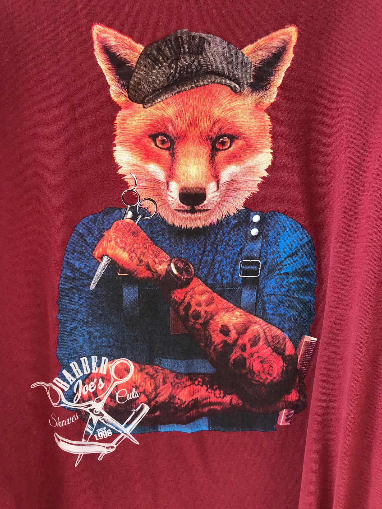 Joe Browns 5XL Dark Red T-shirt With Fox Print