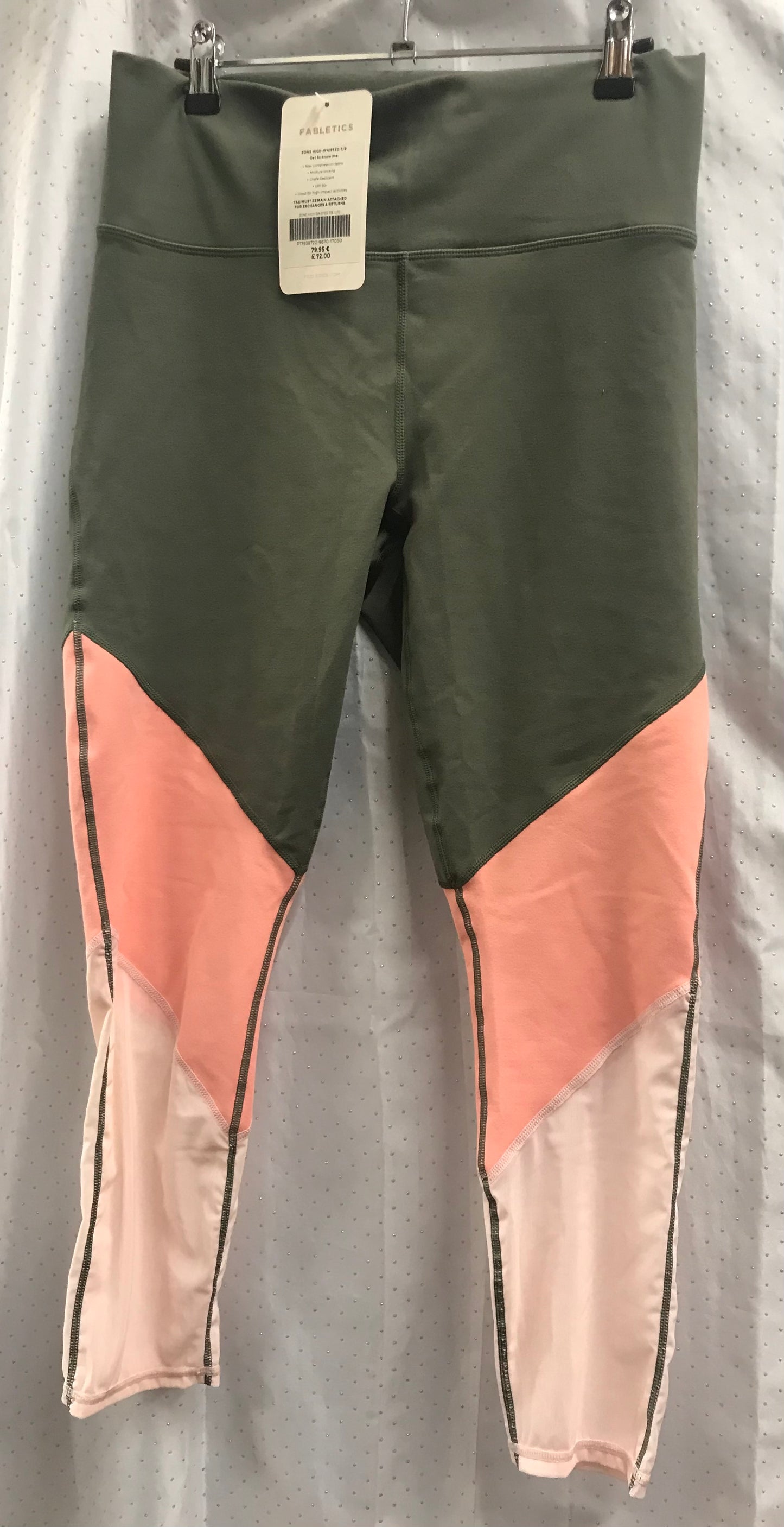 BNWT High Waisted Fabletics Size 10 Leggings Green and Pink