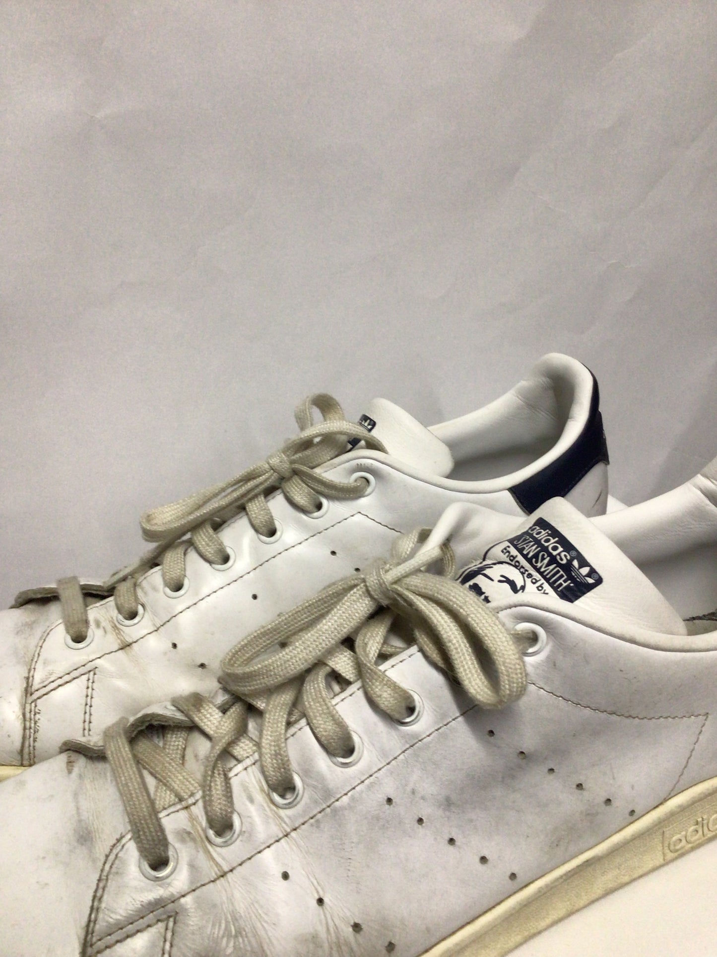 Adidas Originals White and Navy Leather Stan Smith Trainers 14