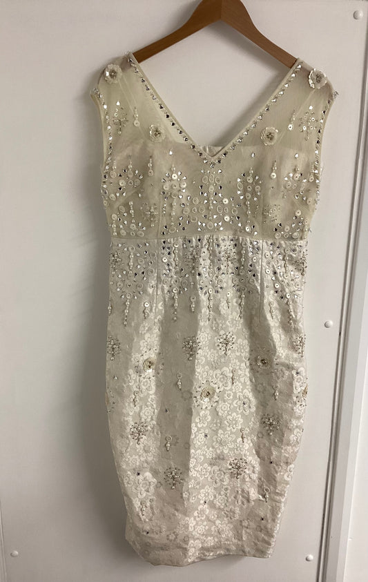 BNWT Monsoon Cream Simran Beaded Dress Size 14