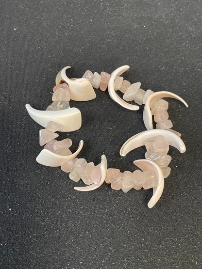 Shell Shard and Rose Quartz Bracelet