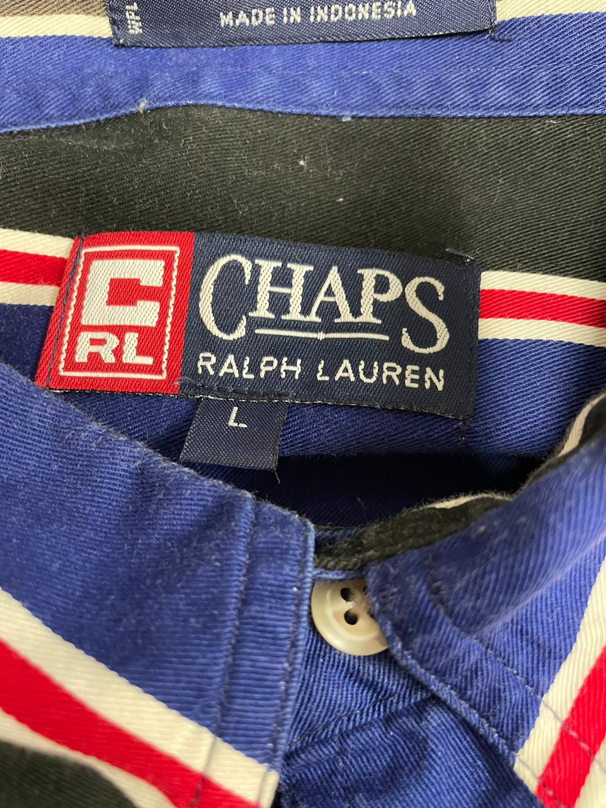 Vintage 90s Ralph Lauren Chaps Blue and Red Striped Shirt