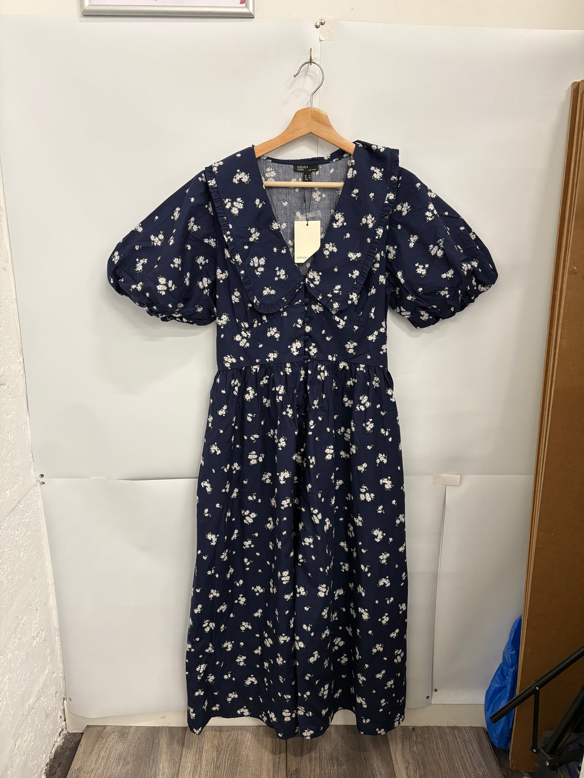 Nobody’s Child Navy and White Floral Midi-Dress Size 12 - BNWT