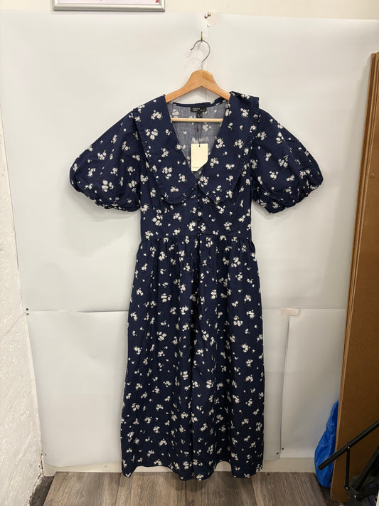 Nobody’s Child Navy and White Floral Midi-Dress Size 12 - BNWT
