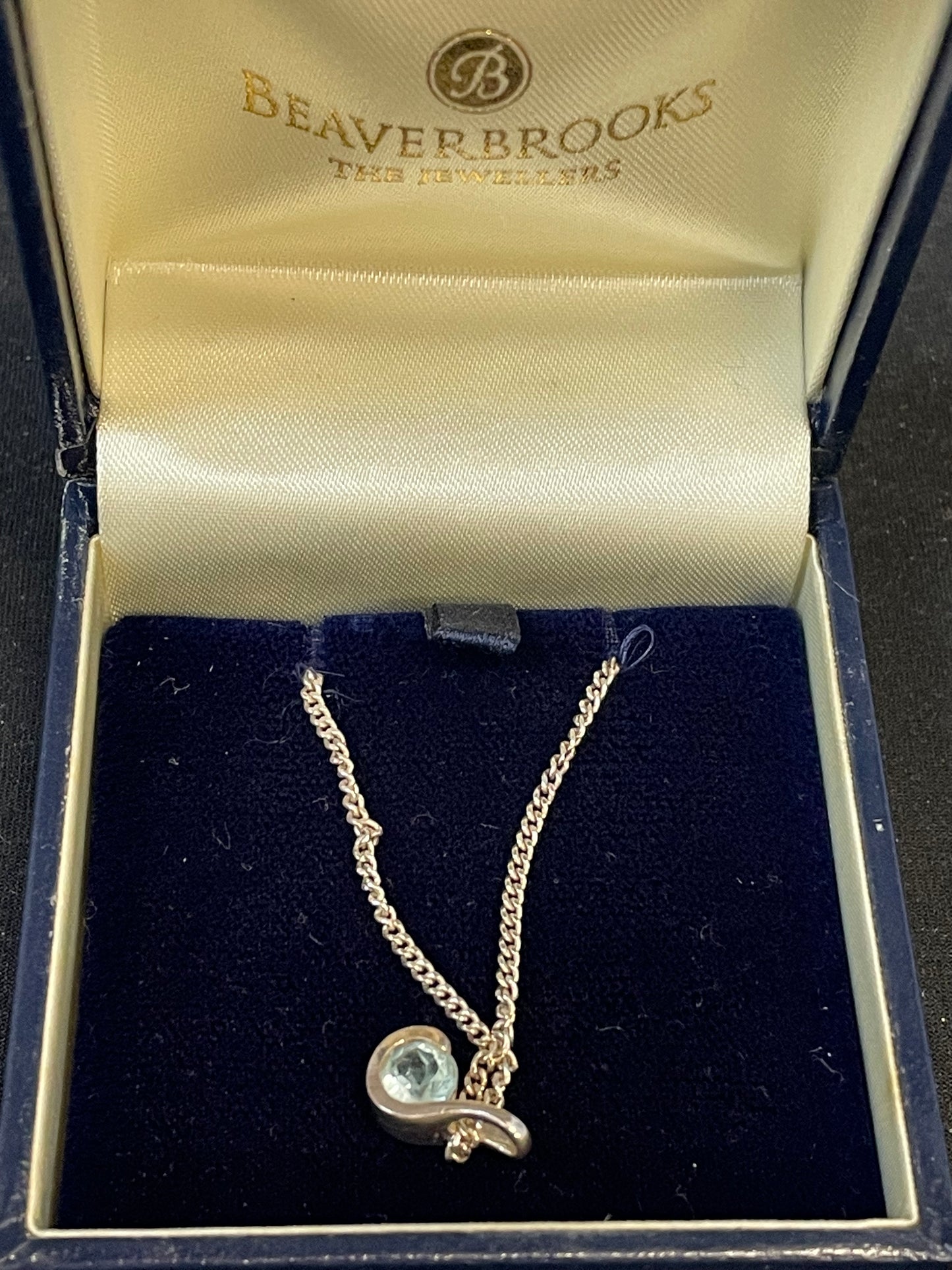 Silver 925 Swirl Pendant with Blue Topaz Necklace