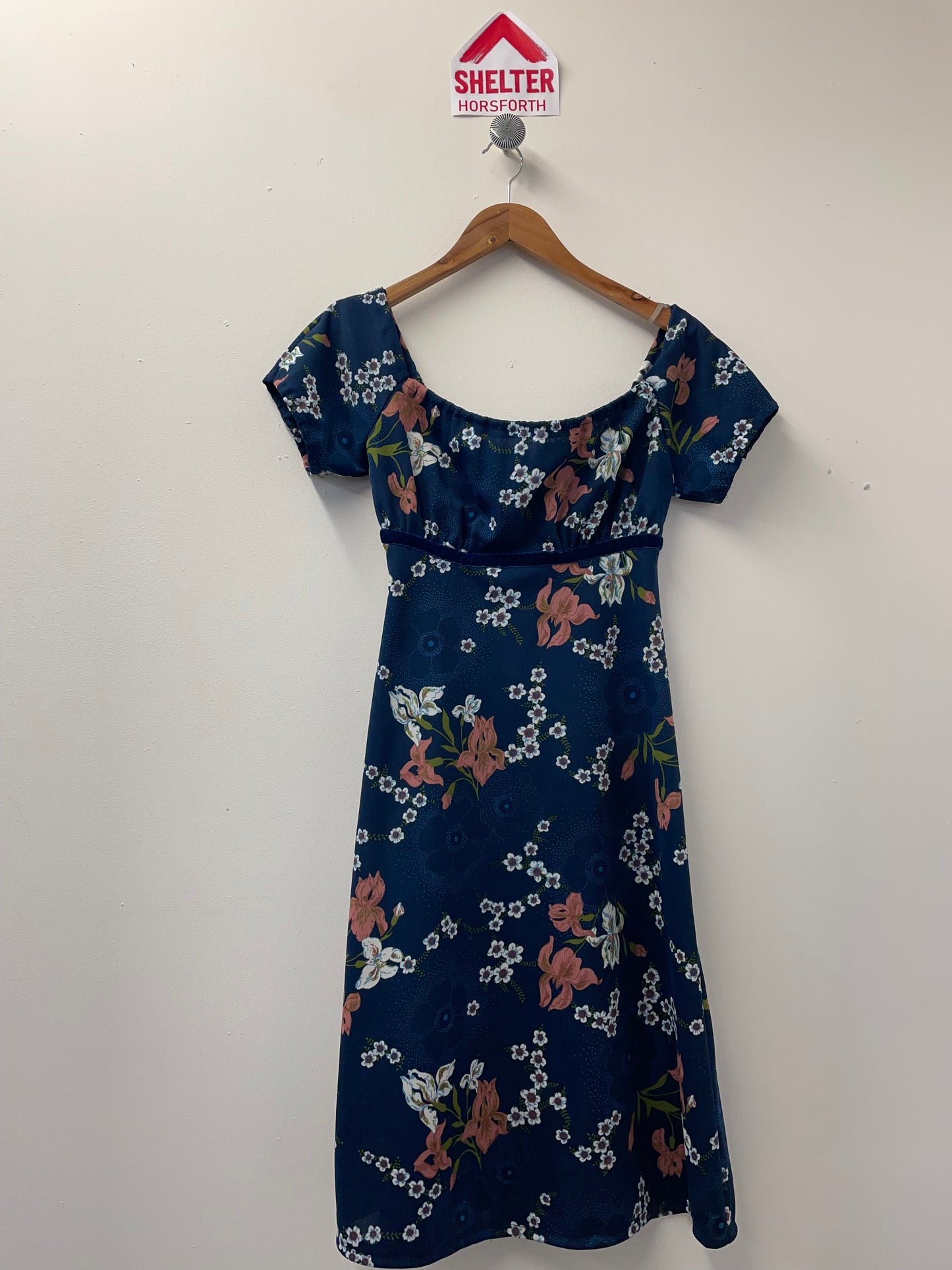 Vintage/Retro Dress Blue Floral Size S