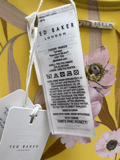 Ted Baker Yellow Floral Swimsuit Size 10 BNWT